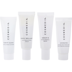 Four Cosmedix skincare products on a white background